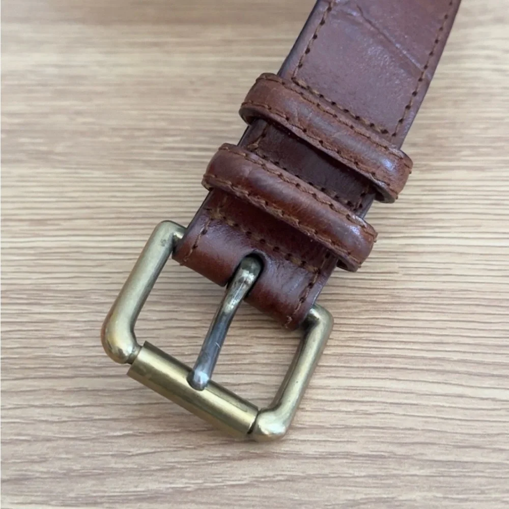 Vintage‎ Mulberry Designer Classic Brown Leather Embossed Belt Size 32/80